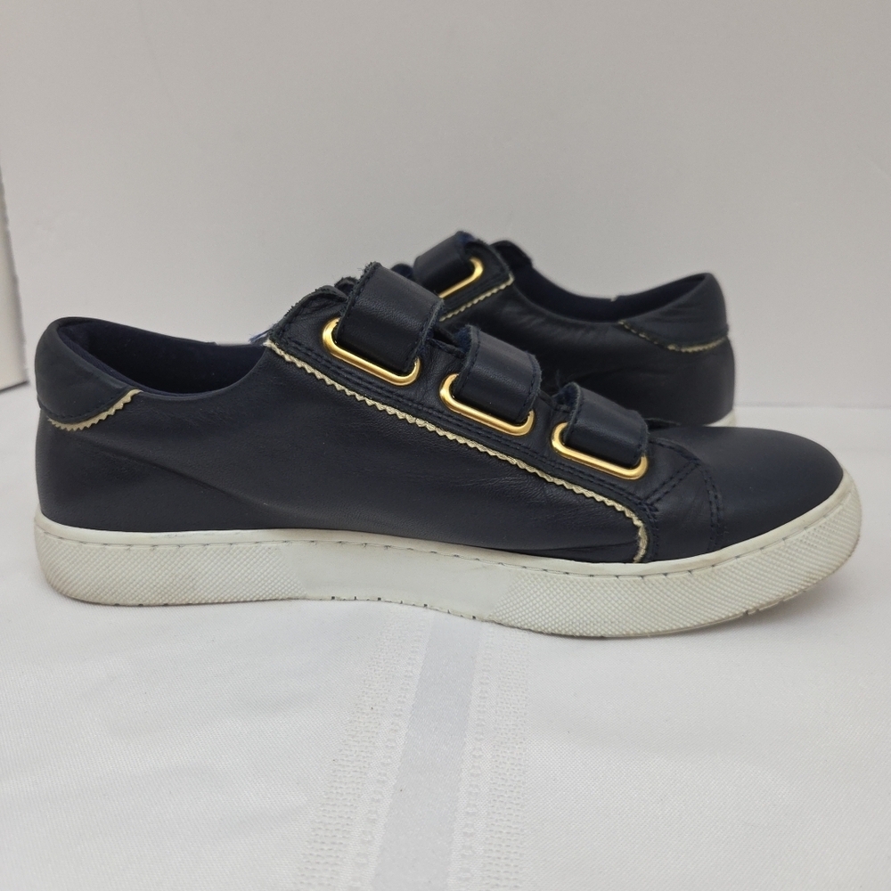 Andre Navy Blue Leather Women's Strap Sneakers Sz 38 (7.5) France